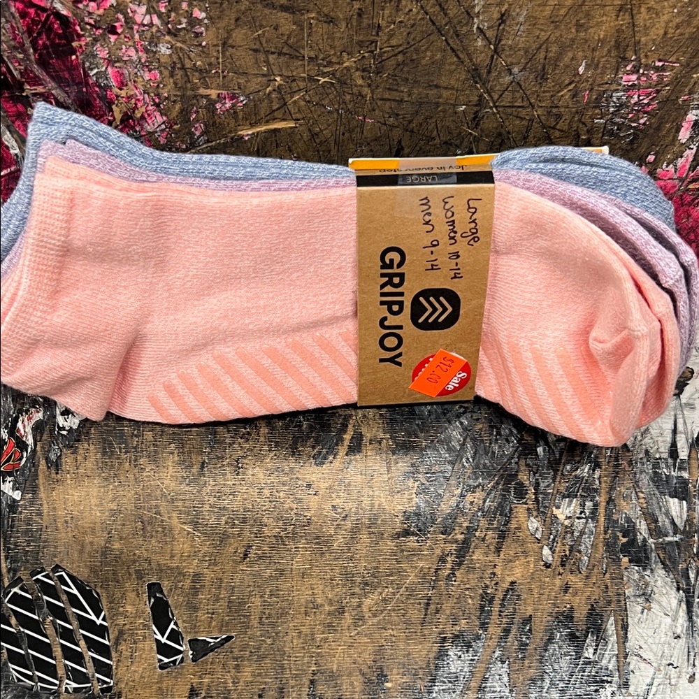 Women's Pink, Purple, and Blue Ankle Grip Socks